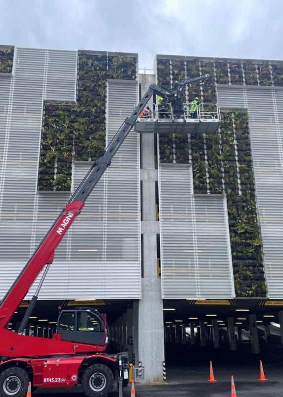 Building Maintenance with Telehandler and personnel cage